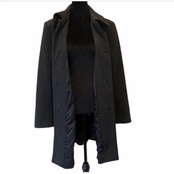 Nautica preppy dark academia wool blend button front dark grey black coat medium - Picture 10 of 16
